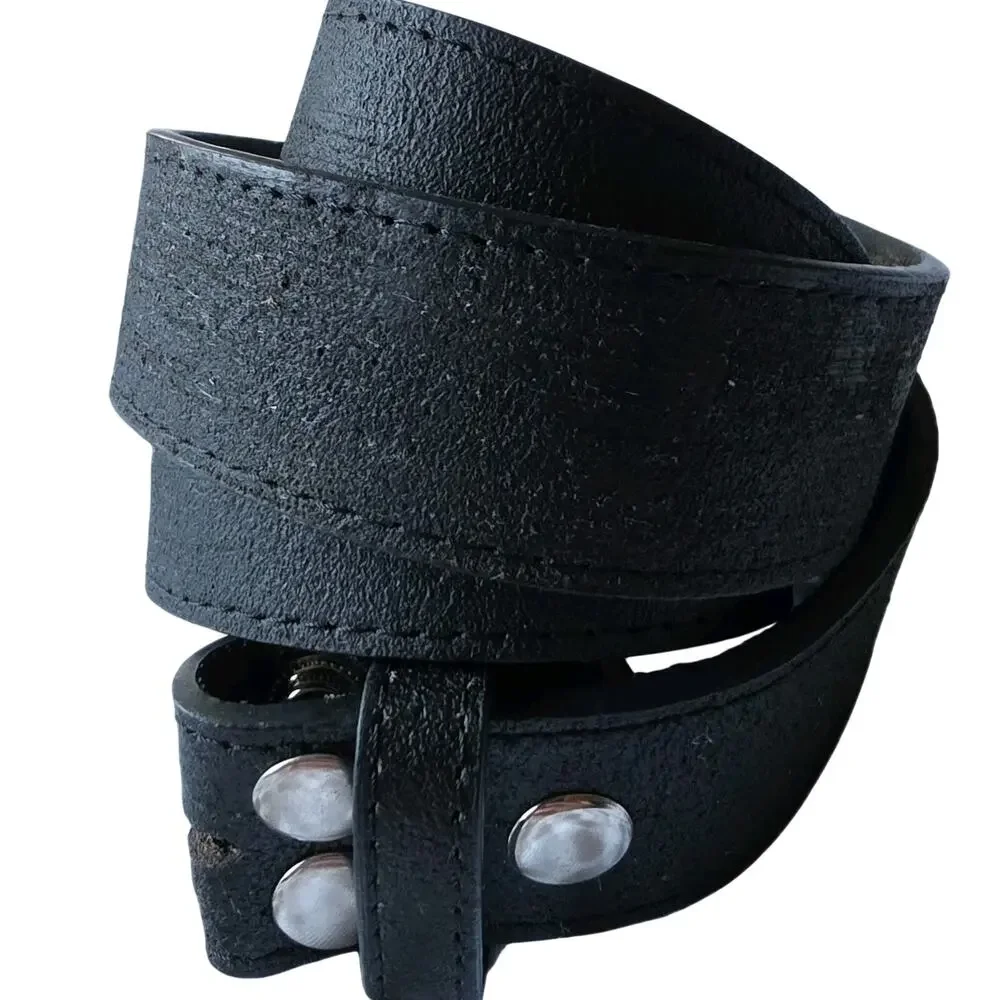 Belt Black Leather Mens 44 Made in MEXICO No Buckle NEW Jeans Denim Heavy 1.5